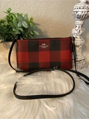 Coach Red & Black Buffalo Check Crossbody